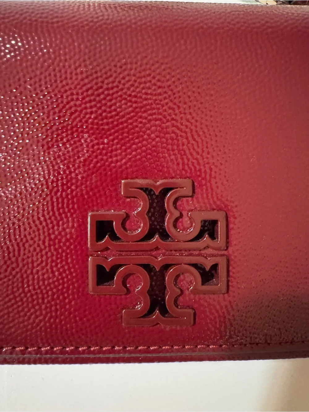 Tory Burch Britten Crossbody Burgundy Leather Gold Hardware